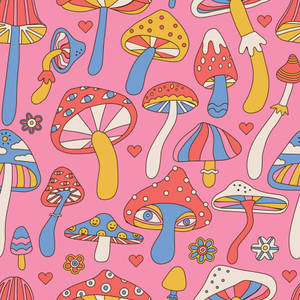 A Vibrant Psychedelic Mushroom In An Alluring Multicolored Environment Wallpaper