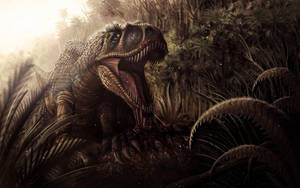 A Vicious T-rex Dinosaur Unleashes Its Roar Wallpaper