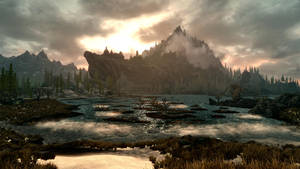 'a View From The Top Of The Brood Cavern In Skyrim' Wallpaper