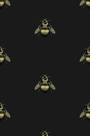 A Vintage Bee Flying Through A Colorful Field Of Daisies Wallpaper