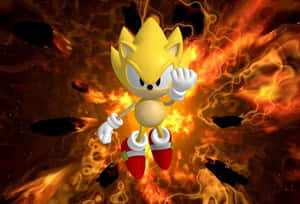 A Vivid Image Of Super Sonic The Iconic, Blue Hedgehog Wallpaper