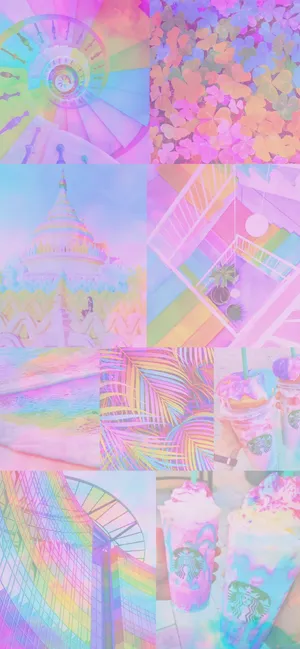 A Vivid Spectrum Of Colors In Pink, Yellow, And Blue Wallpaper