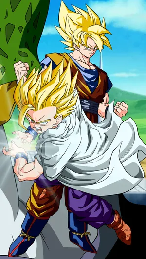 A Vivid Yellow And Orange Illustration Of Goku From The Popular Anime Series Dragon Ball. Wallpaper