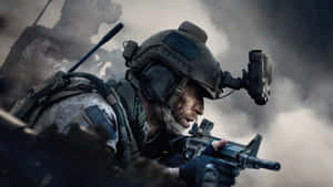 A Warrior Rises Amongst A Smokey Battlefield In Call Of Duty Modern Warfare Hd Wallpaper