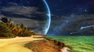 A Wave Of Cosmic Energy Washes Across This Vibrant Beach Wallpaper