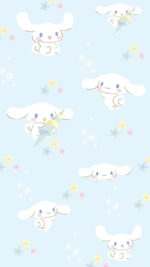 A White And Blue Pattern With White Bunnies Wallpaper