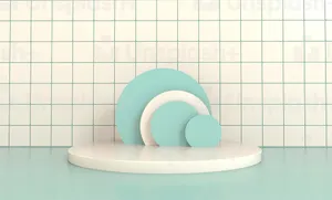 A White And Blue Shaped Display On A White Background Wallpaper