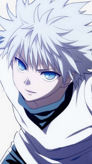 A White Anime Character With Blue Eyes Wallpaper
