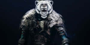 A White Bear With A Sword In His Mouth Wallpaper