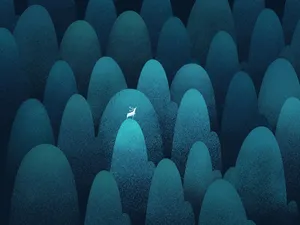 A White Deer Stands On The Hilltops Wallpaper