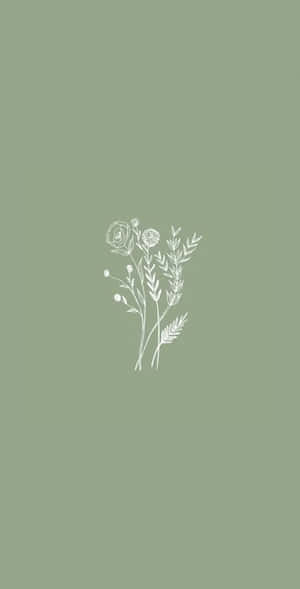 A White Flower On A Green Background Wallpaper