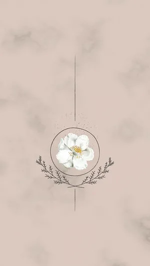 A White Flower With Leaves On A Marble Background Wallpaper