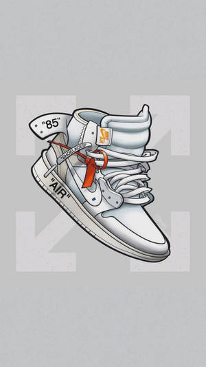 A White Shoe With An Orange Ribbon On It Wallpaper