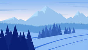 A Winter Landscape With Trees And Mountains Wallpaper