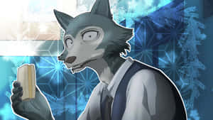 A Wolf Is Holding A Sandwich In His Mouth Wallpaper