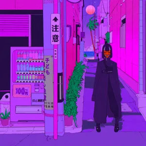 A Woman In A Black Coat Is Standing In A Street Wallpaper