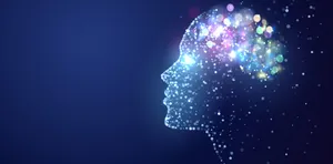 A Woman's Head With Lights And Dots In It Wallpaper