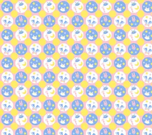 A Yellow And Blue Pattern With Flowers And Butterflies Wallpaper