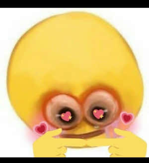 A Yellow Emoticon With Hearts On It Wallpaper