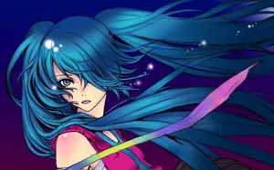 A Young Anime Boy With Blue Hair Wallpaper