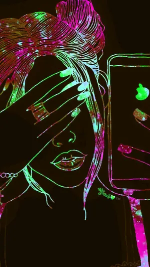 A Young Girl Sending A Smiling Face Emoji Surrounded By Colorful Confetti Wallpaper