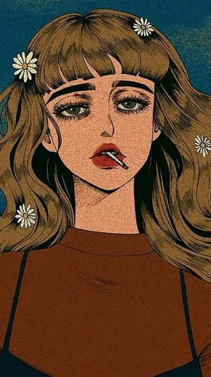 A Young Woman In Vintage Attire Poses In A Peaceful Garden. Wallpaper