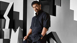 Aamir Khan Photoshoot In Black Wallpaper