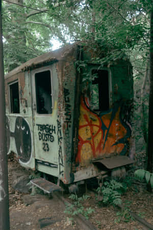 Abandoned Graffiti Train Carriage Wallpaper