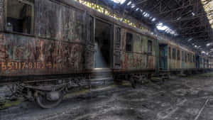 Abandoned Train Carsin Warehouse Wallpaper