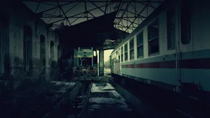 Abandoned Train Stationat Dusk Wallpaper