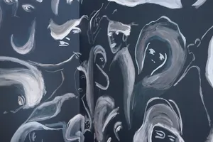 Abstract Blackand White Paint Swirls Wallpaper