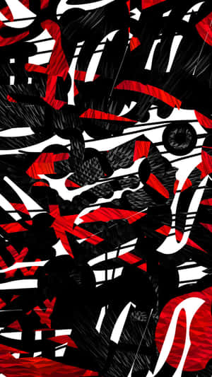 Abstract Design In Red, White, And Black Wallpaper