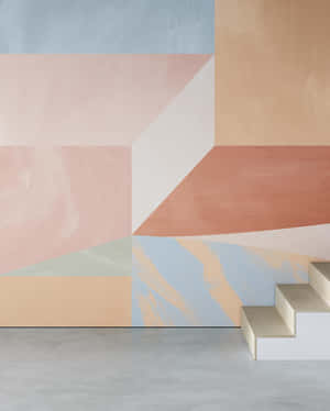 Abstract Geometric Wall Artwith Stairs Wallpaper