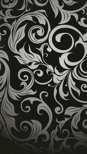 Abstract Leaves Black And White Pattern Wallpaper