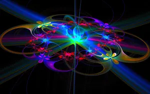 Abstract Neon Floral Fractal Art Wallpaper