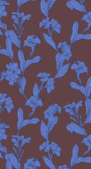 Abstract Poppy Dark Blue Pattern Wallpaper