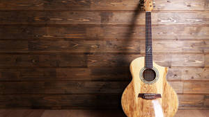 Acoustic Guitar Beige And Brown Wallpaper