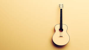 Acoustic Guitar Yellow Background Wallpaper