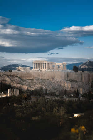 Acropolis Dark Clouds Mount Lycabettus Wallpaper