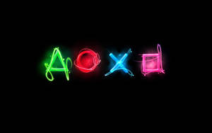 Action Button Logos With Neon Designs 4k Ps4 Wallpaper