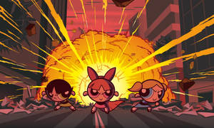 Action Cartoon Powerpuff Girls Wallpaper