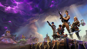 Action-packed Fortnite Battle Royale Game Scene Wallpaper