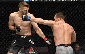 Action Packed Moment Of Dan Hooker In A Ufc Fight Wallpaper