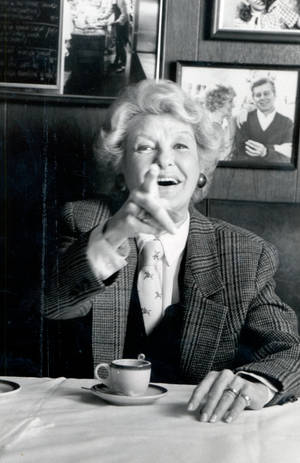 Actress Elaine Stritch Happy Tea Time Wallpaper