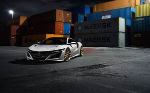 Acura Car And Metal Container Wallpaper