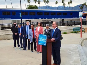 Adam Schiff Speaking During Infrastructural Ceremony Wallpaper