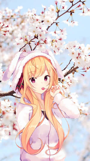 Adorable And Prancing Anime Girl Wallpaper