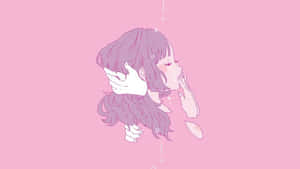 Adorable Anime Character With Brown Hair On A Colorful Desktop Background Wallpaper