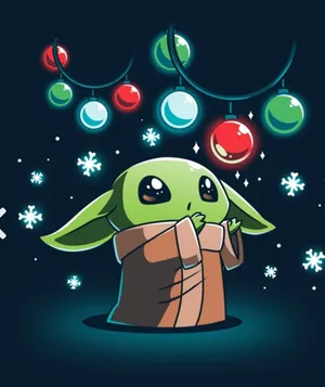 Adorable Baby Yoda Looking Up With Wonder Wallpaper