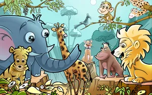 Adorable Cartoon Animals Engaging In Delightful Antics Wallpaper